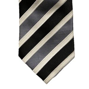 Donald J Trump Signature Collection 100% Silk Tie Black White Gray Stripe